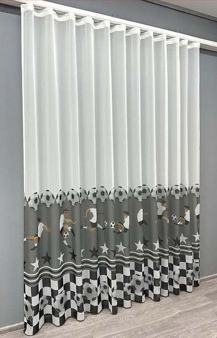 Тюль VR-Textil 1823т Шифон с принтом Молочный с серым 300х270 см (42-0799) Киев - изображение 3