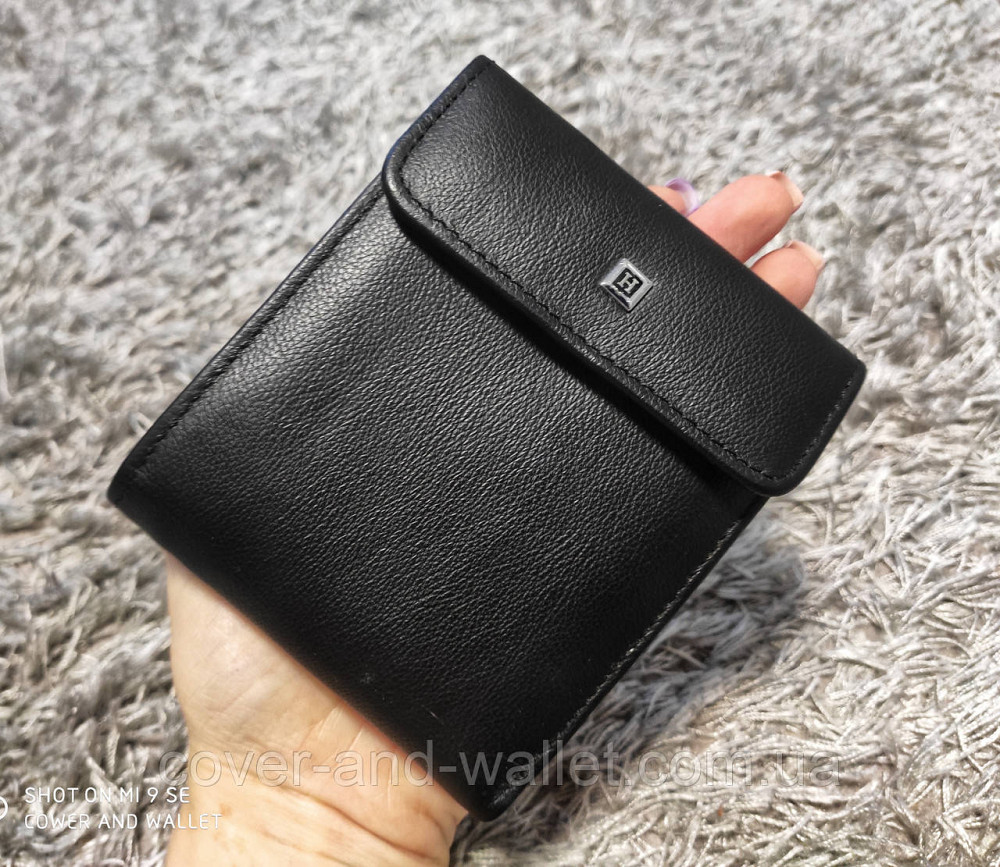 Стильний чоловічий шкіряний гаманець чорного кольору Hassion Київ - фото 5