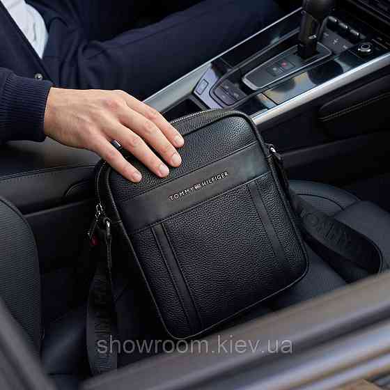 Мужская брендовая сумка через плечо Tommy (6210) черная Киев