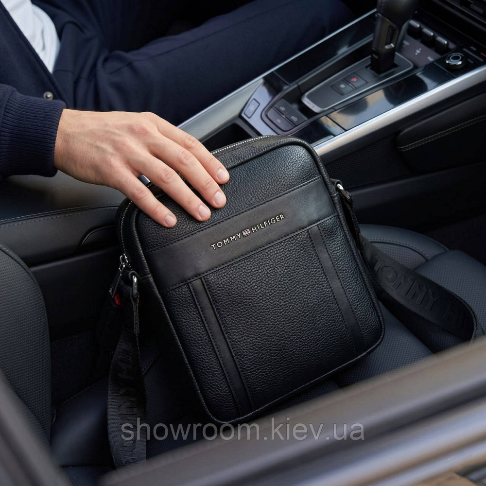 Чоловіча брендова сумка через плече Tommy (6210) чорна Київ - фото 5