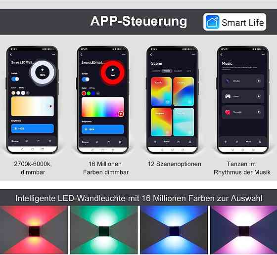 Настінний світильник світлодіодний смарт SNADER 6W LED RGB WiFi квадратний для дому та вулиці, управ Київ