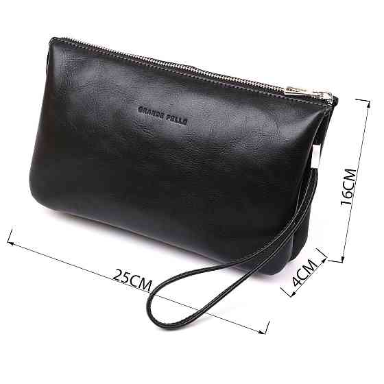 Барсетка чоловіча GRANDE PELLE 11146 з гладкої шкіри Чорна Київ