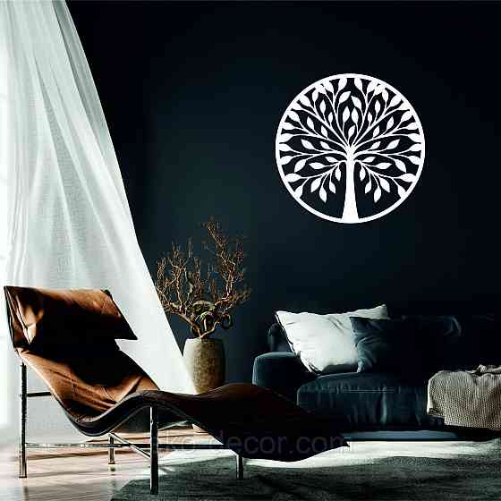 Декоративное настенное 3D Панно «Дерево в кругу» Декор на стену с объемом 50*50 см, Белый Киев