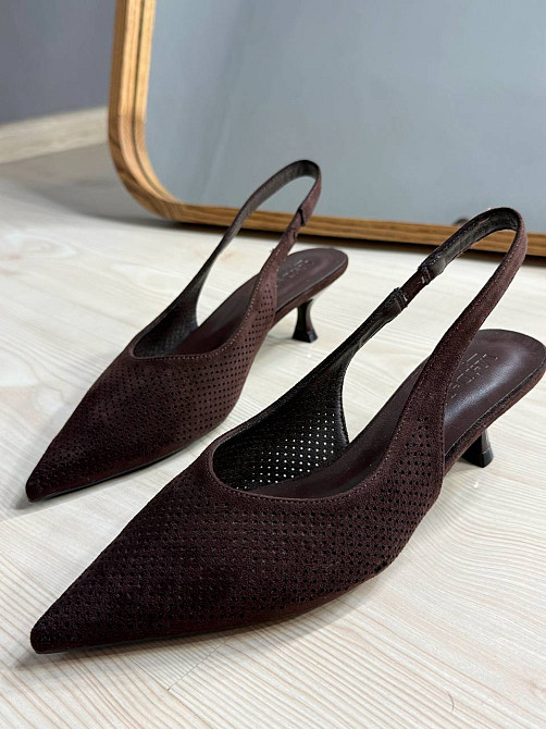 Туфлі жіночі Meideli 2051-38 slingback човники замшеві з перфорацією коричневі, 39, 25 см Київ - фото 1
