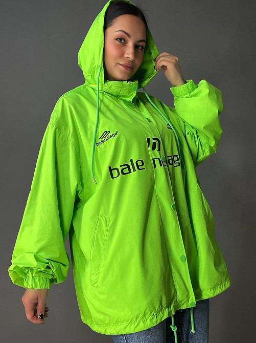 Куртка жіноча Lady Yep 9096 вітрівка оверсайз подовжена з капюшоном і написами, зелений, one size Київ - фото 9