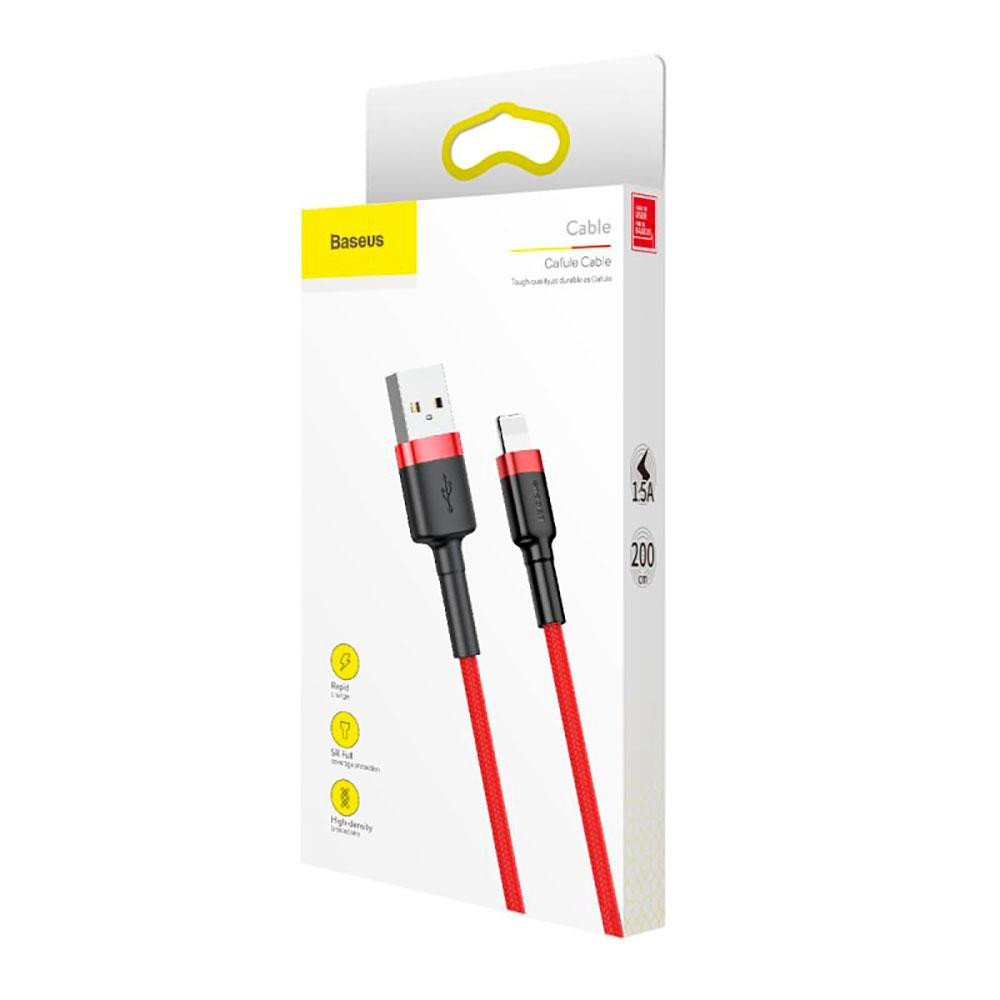 Кабель Baseus Cafule Cable USB For Lightning 1.5A 2m Red+Red Киев - изображение 2