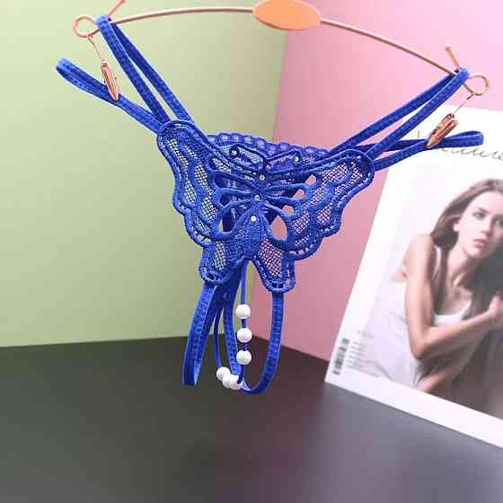 Трусы с бабочкой и бусами универсальный синий Киев