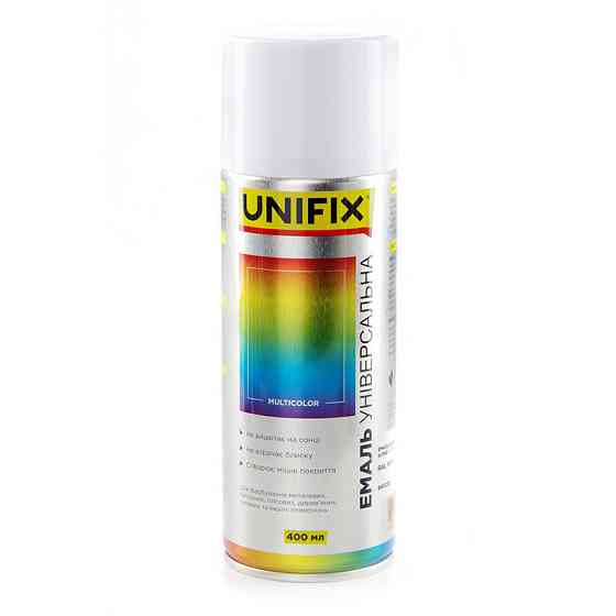 Эмаль акриловая универсальная RAL 9010 Белый гл. 400мл UNIFIX Рівне