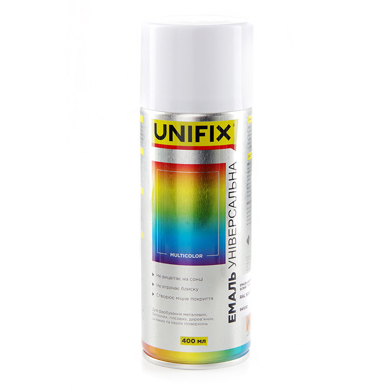 Эмаль акриловая универсальная RAL 9010 Белый гл. 400мл UNIFIX Рівне - фото 2