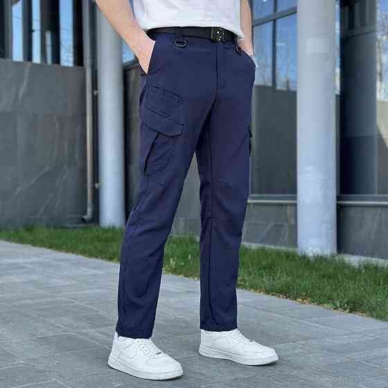 Штаны карго мужские весенние с карманами тёмно-синие Pobedov Tactical Soft Киев