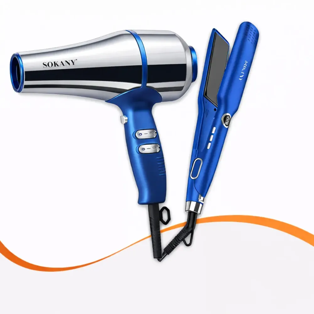 Синий Набор для укладки волос от Sokany SK-14035 2 в 1 Фен + Утюжок Коломыя - изображение 1