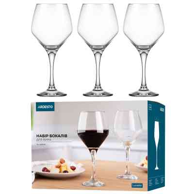 Набор бокалов Ardesto Loreto 440мл, 3шт, скло, прозорий (AR2644LWT) Винница