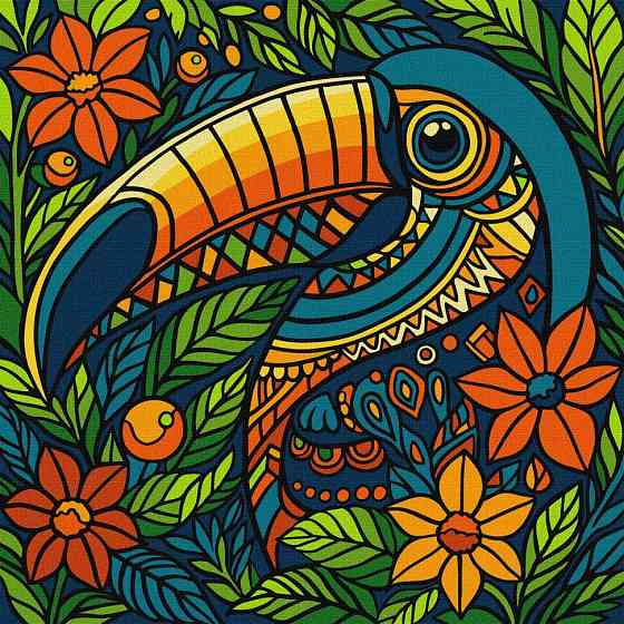 Картина за номерами "Вітраж. Тукан" ©art_selena_ua KHO5163, 30х30 см Вінниця