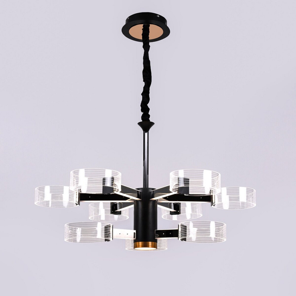 SIRIUS Люстра світлодіодна акрілова Sirius N 3705-6+3 BLACK+GD 98W Київ - фото 3