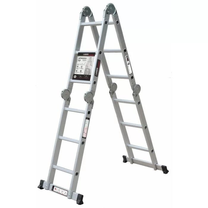 Драбина-трансформер LADDER STANDART 4х4 секції / сходинки : 120кг, алюміній, вага 10.8кг(190-9404) Київ - фото 1