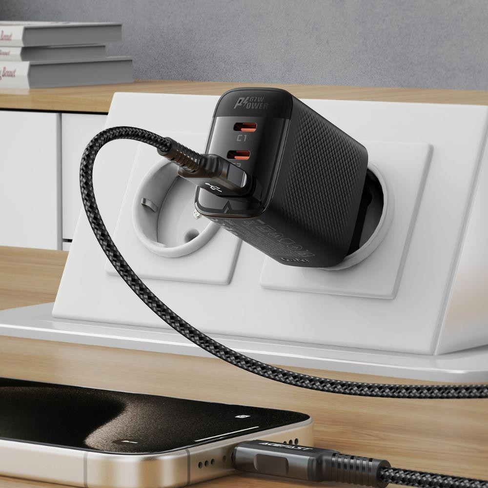 Сетевое зарядное устройство ACEFAST A108 PD67W GaN (2*USB-C+USB-A) charger Black Киев - изображение 2