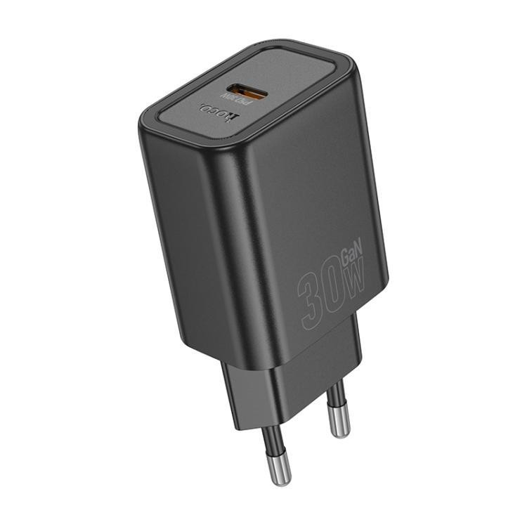 Мережевий зарядний пристрій HOCO N62 Gentle single port PD30W charger (EU) Black Одеса - фото 1