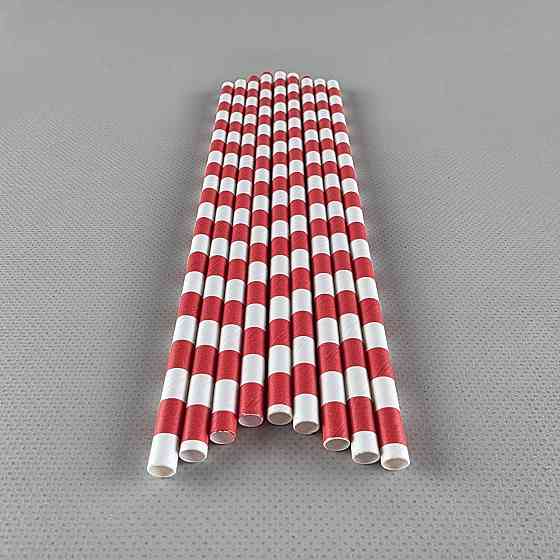 Соломка трубочка паперова Ø 5 мм 20 см "Карамель" червона 25 шт (1 пачка) Харків