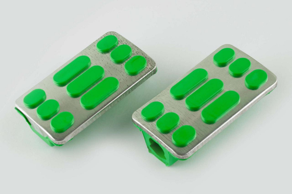 Гумки підніжок водія мопед Дельта (зелені з хромованою вставкою mod:2) Мукачево - фото 1