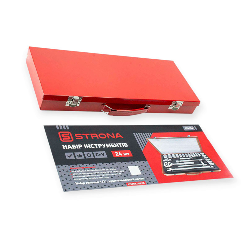 Набір інструменту 1/2" 24 шт, 8-32 мм з тріщ., подовжує., кардан. комір, головк. Strona Мукачево - фото 3