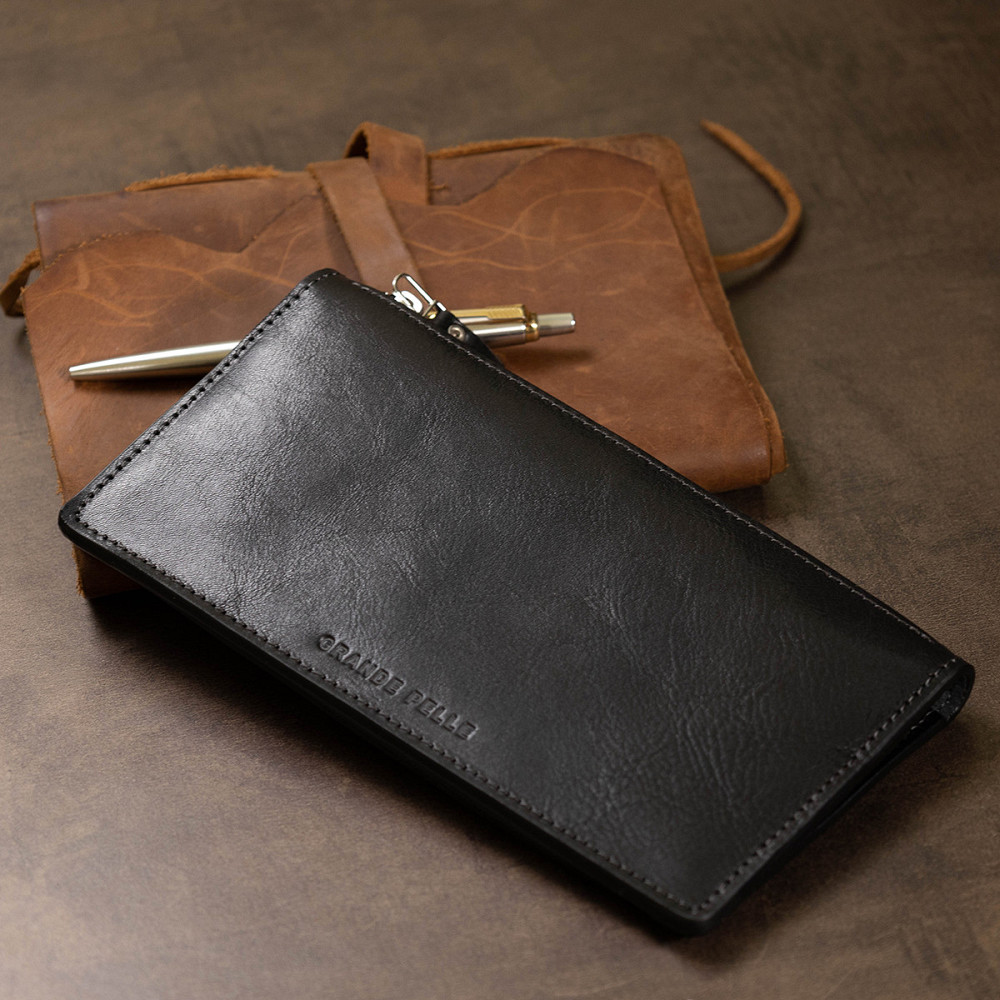 Оригинальное кожаное портмоне унисекс Черный (GRANDE PELLE) Киев - изображение 4