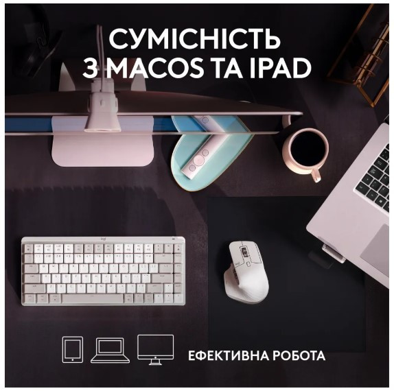 Миша Logitech MX Master 3S For Mac Performance Wireless Pale Grey (910-006572) (6836231) Киев - изображение 2
