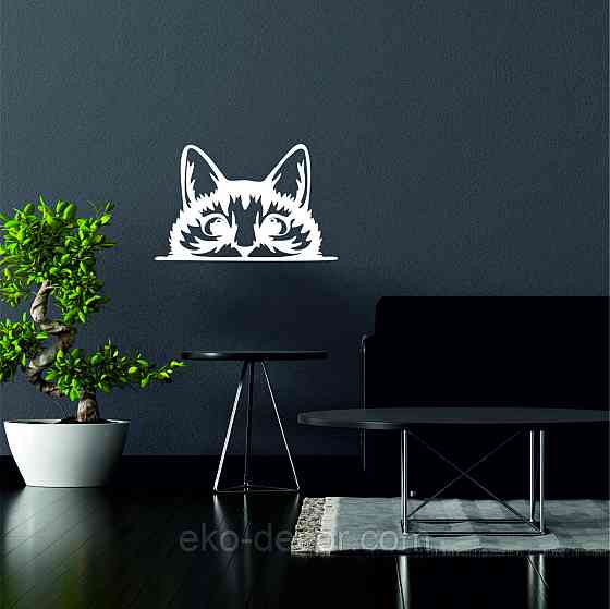 Декоративне настінне Панно «Кіт» Декор на стіну (1 шт/1 кіт) 70*45 см, Білий Київ