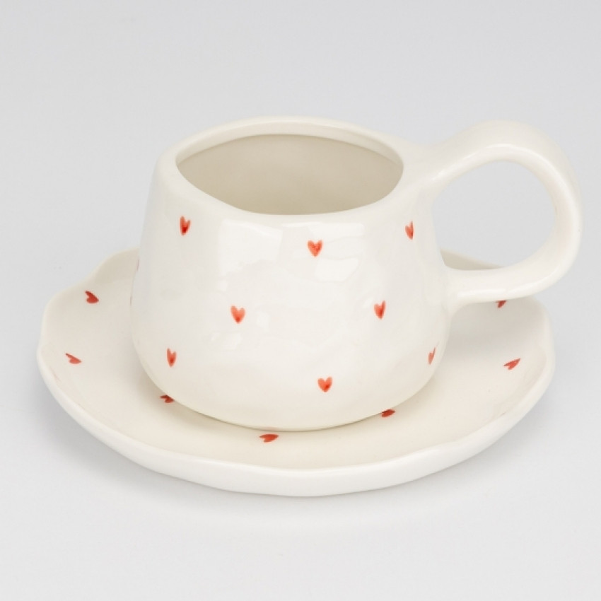 Кружка с блюдцем в нежном дизайне "Маленькие сердечки" 300 мл Винница - изображение 1