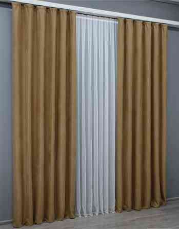 Комплект готовых штор VR-Textil Лен № 1423ш Кофейный 100х275 см 2 шт (31-911) Киев