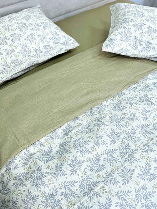 Ecotton Комплект постільної білизни Ecotton двоспальний 180х215 см сатин зелений Квіти (рис. 24 Коломия - фото 1