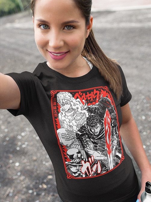 Футболка з аніме принтом Берсерк Гутс Скулл Кнігхт оверсайз (S/M/L) Чорний AnimeJ0231 Дніпро - фото 6