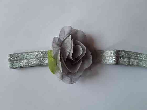 Дитяча пов'язка сіра - розмір універсальний (на резинці), розмір квітки 5,5 см Київ