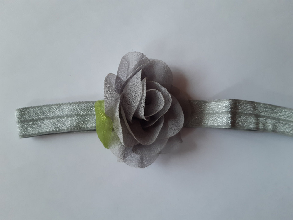 Дитяча пов'язка сіра - розмір універсальний (на резинці), розмір квітки 5,5 см Київ - фото 2