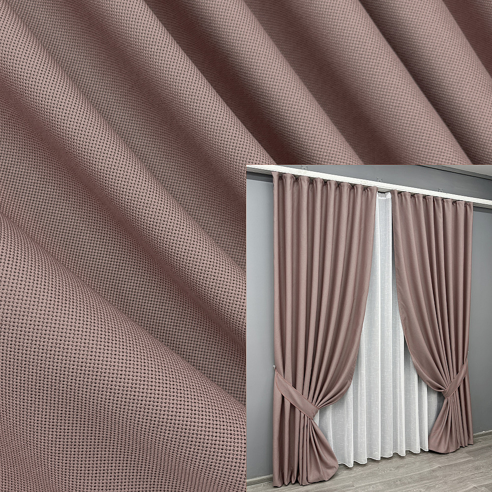 Комплект готовых штор VR-Textil Рогожка TERRA LUXE № 1863ш Пудровый 130х290 см 2 шт (39-0030) Киев - изображение 1