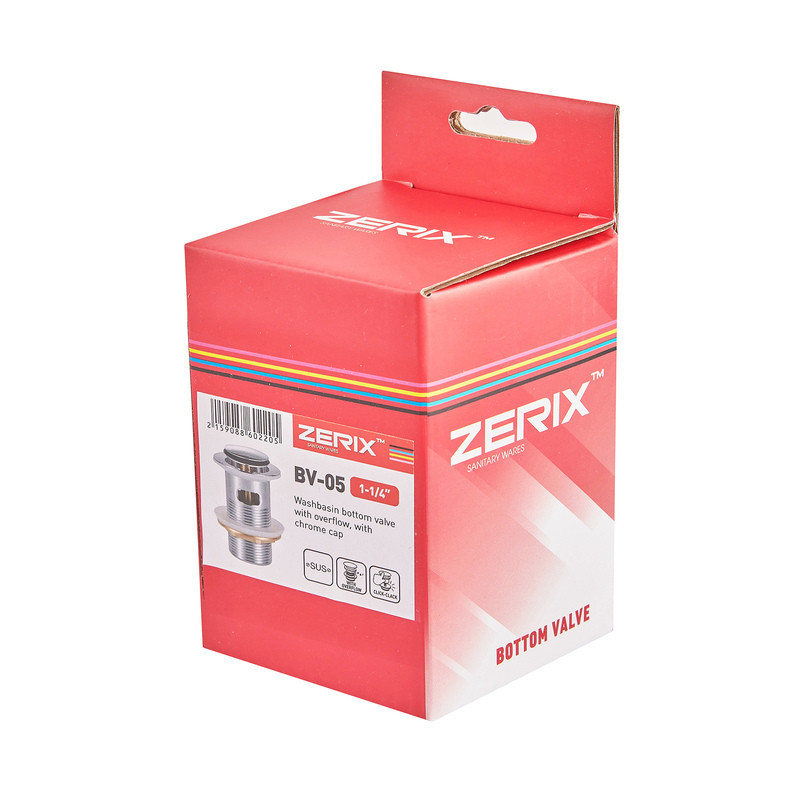 Донный клапан для раковины Zerix BV-05 1 1/4'' с переливом автоматический СLICK-СLACK (Цвет хром) (ZX6022) Киев - изображение 10