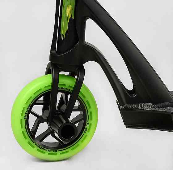 Самокат трюковий Best Scooter SCS-система пеги алюмінієвий диск та дека Чорно-зелений (MT-60611) Чернігів
