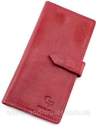 Стильний жіночий купюрник ручної роботи із гладкої шкіри червоного кольору Grande Pelle Київ