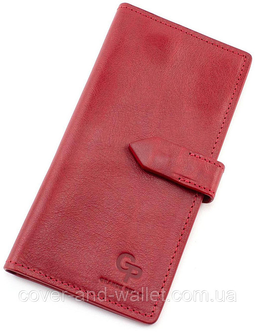 Стильный женский купюрник ручной роботы из гладкой кожи красного цвета Grande Pelle Киев - изображение 1