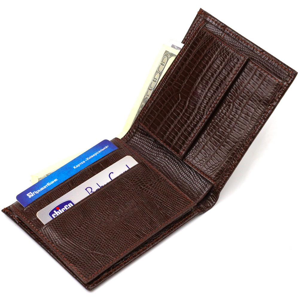 Цікаве чоловіче портмоне з натуральної фактурної шкіри CANPELLINI 21785 Коричневе Київ - фото 6