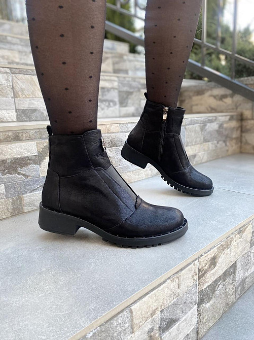 Жіночі черевички D and V чорні натуральна шкіра-сатин37р.-24 см (1222) Коломыя - изображение 9