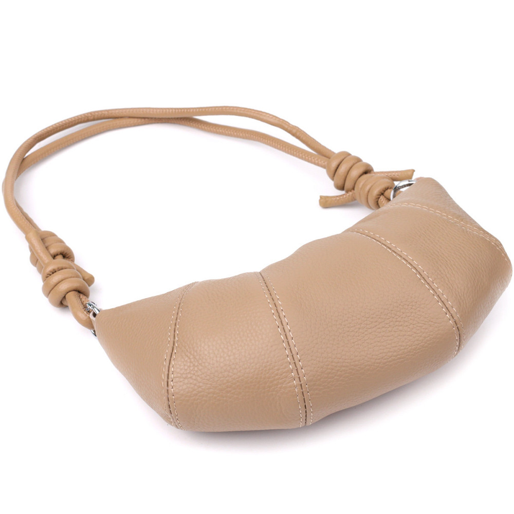 Стильна жіноча напівкругла сумка з натуральної шкіри Vintage 22933 Бежевий Київ - фото 6