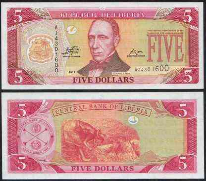 Liberia Ліберія-5 Dollars 2011 P-26f UNC Полтава