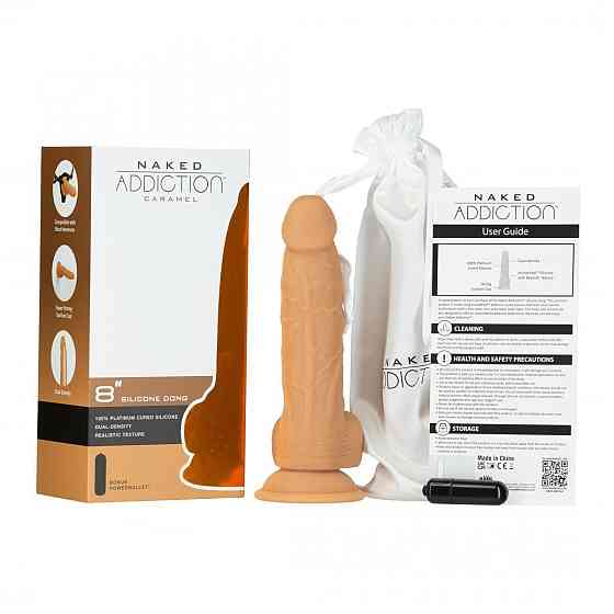 Фалоімітатор Naked Addiction - 8″ Silicone Dual Density Dildo Vanilla, віброкуля в подарунок Sex Aura Київ