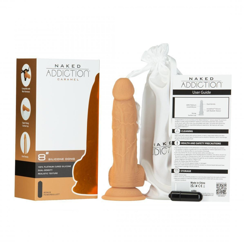 Фалоімітатор Naked Addiction - 8″ Silicone Dual Density Dildo Vanilla, віброкуля в подарунок Sex Aura Київ - фото 4