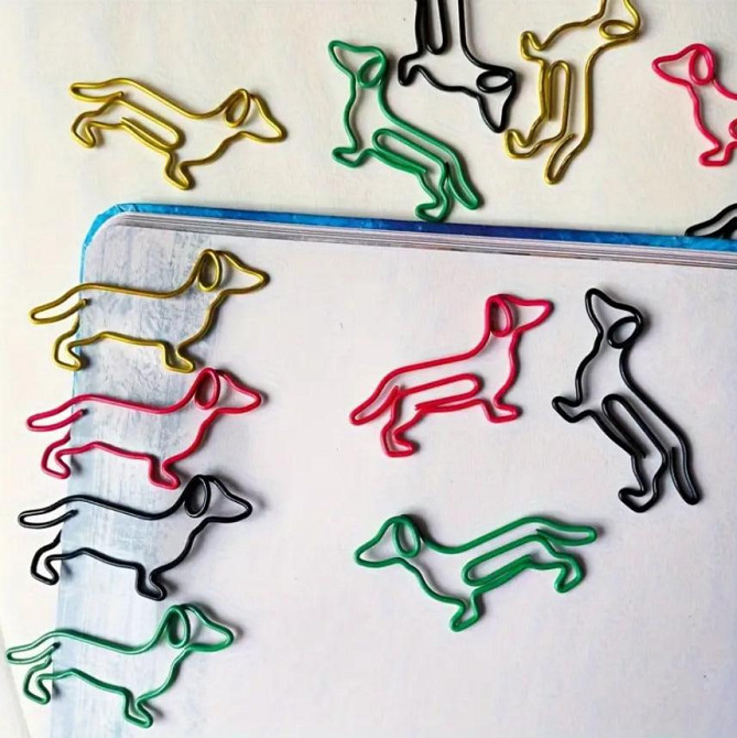 Креативные скрепки в форме собак, набор 10 шт | Цветные металлические скрепки для документов. Киев - изображение 3