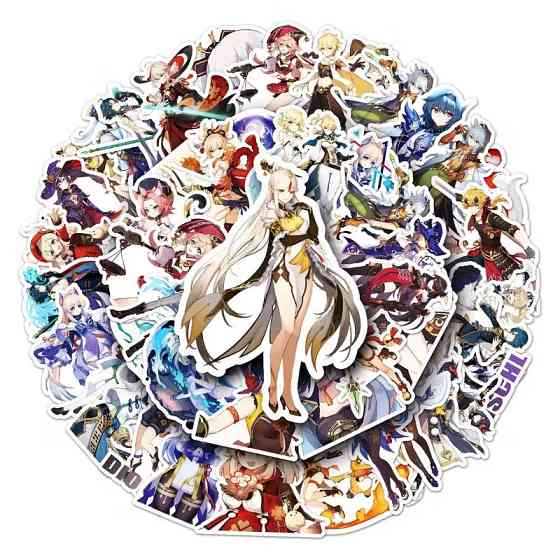 Набор 50 наклеек Genshin Impact – аниме стикеры для декора Киев