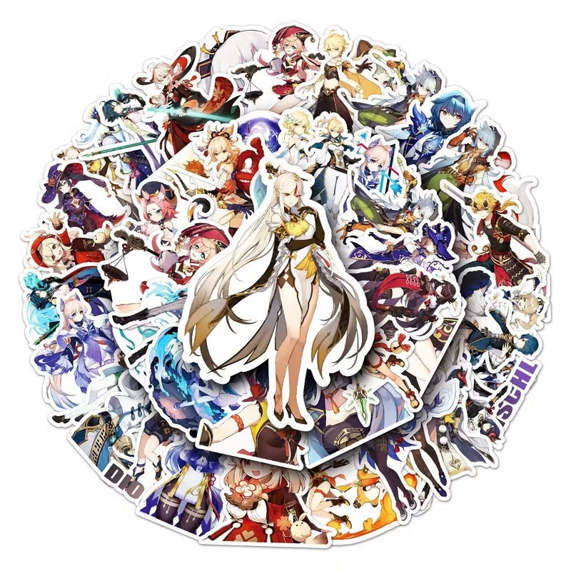 Набор 50 наклеек Genshin Impact – аниме стикеры для декора Киев - изображение 1