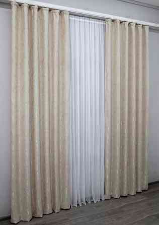 Комплект готових штор VR-Textil Льон мармур Pavliani № 1178ш Світло-бежевий 100х270 см 2 шт (31-474) Київ