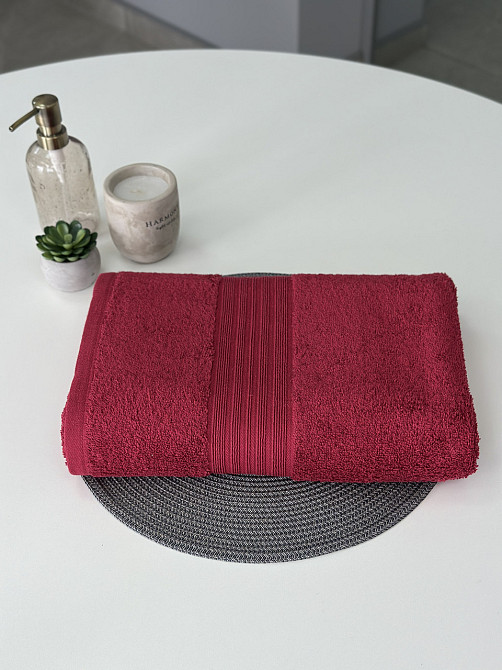 Рушник банний Ideal Textile однотонний 500 г/м2 70х140 см бордовий (56860396) Чернівці - фото 6