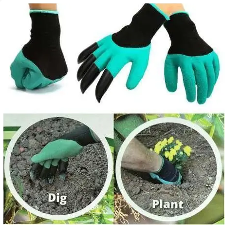 Садовые перчатки с когтями Garden Glove 4505 для посадки, прополки и рыхления почвы, универсальный р Киев - изображение 8